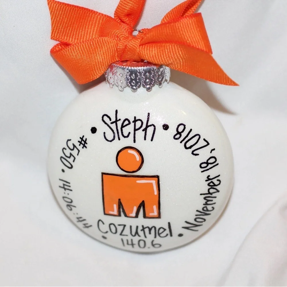 Custom Hand-Painted Triathlon Ornament - Personalized Runner Holiday Decoration